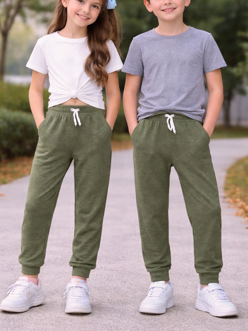 CHILDRENS PLACE- Olive Green Drawstring Joggers Size 10/12 Unisex